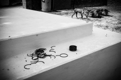 Broken bangles at altar for placing Taziya. In keeping with the tradition of mourning, women break their glass bangles, and during this period, Shi'a Muslims dress simply, abstaining from bright colours, jewellery and makeup.
